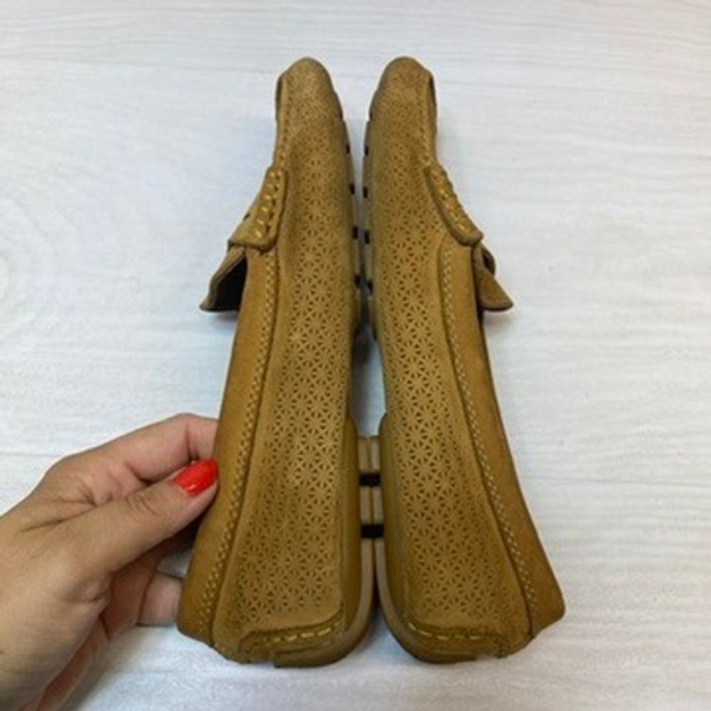 Lauren Ralph Lauren Womens 7.5B Camila Penny Loafers Perforated Tan Suede Mocs - Picture 2 of 9